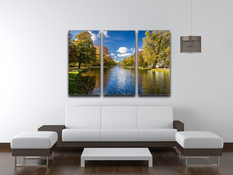 autumn park on the river 3 Split Panel Canvas Print - Canvas Art Rocks - 3