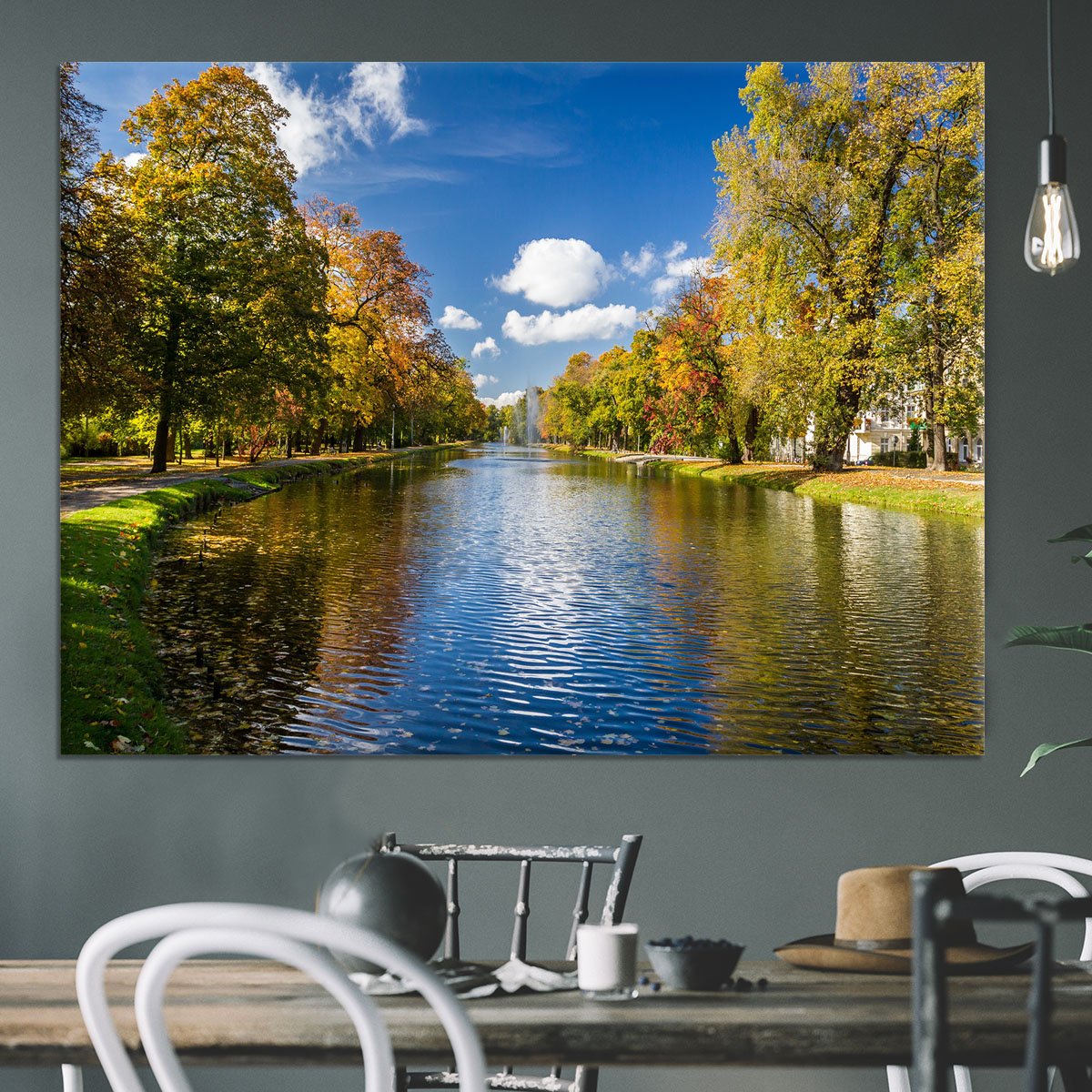 autumn park on the river Canvas Print or Poster