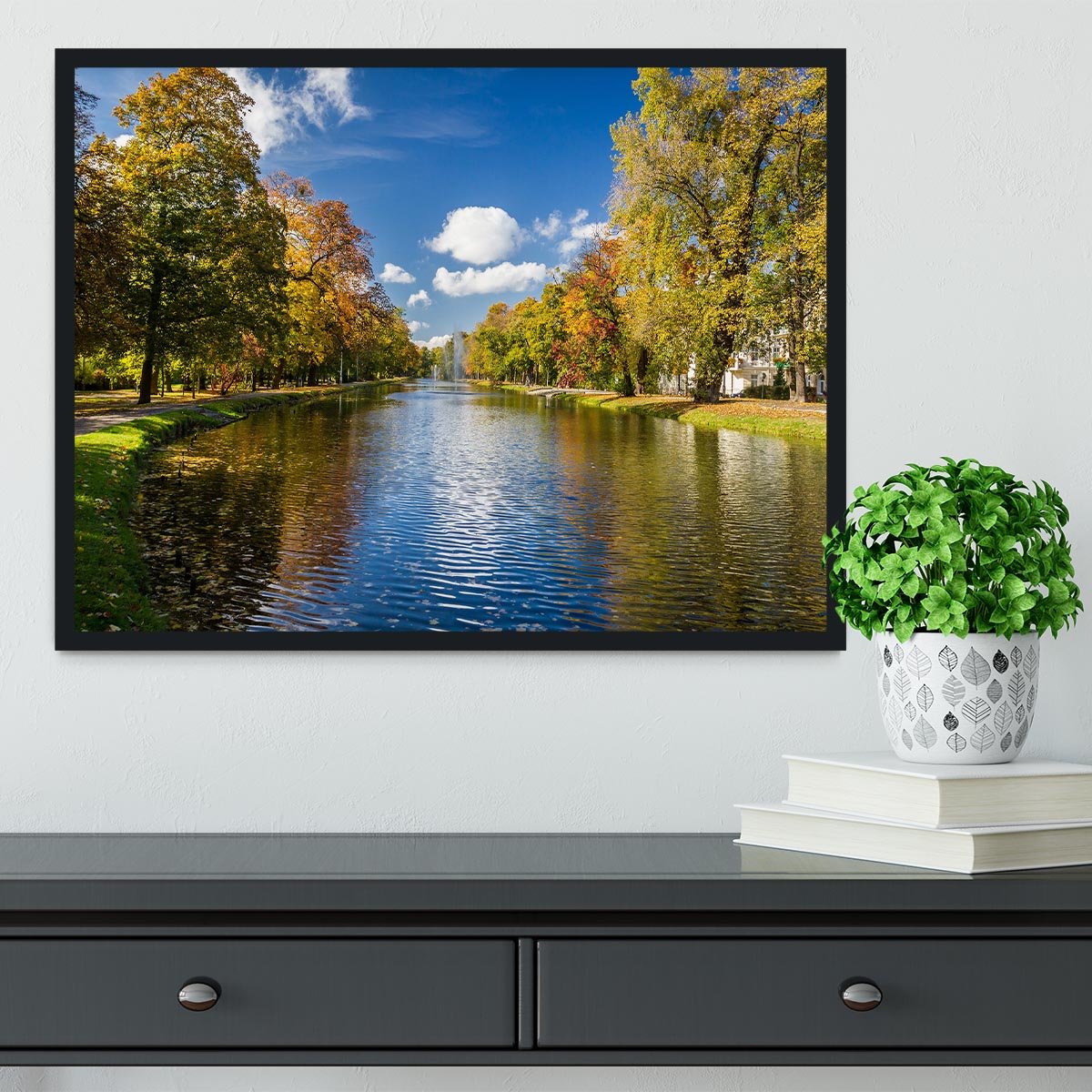 autumn park on the river Framed Print - Canvas Art Rocks - 2