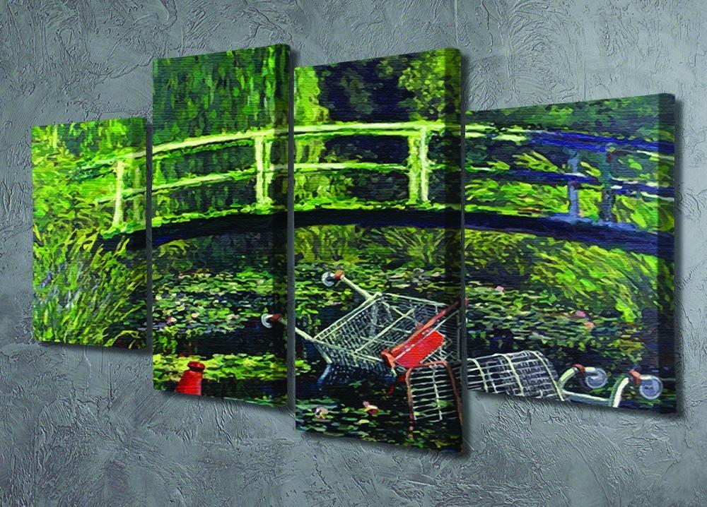 banksy Water Lilies Trash 4 Split Panel Canvas - Canvas Art Rocks - 2