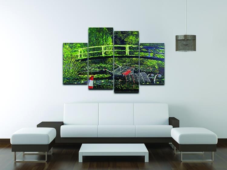 banksy Water Lilies Trash 4 Split Panel Canvas - Canvas Art Rocks - 3