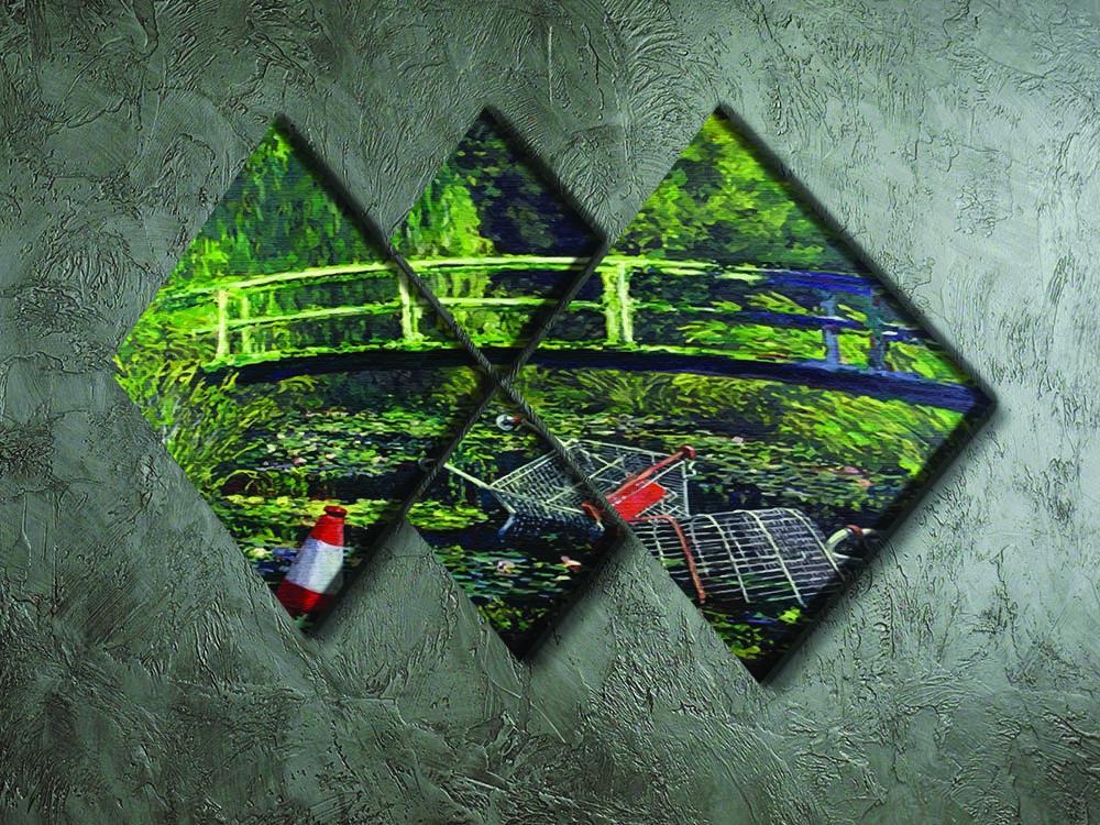 banksy Water Lilies Trash 4 Square Multi Panel Canvas - Canvas Art Rocks - 2