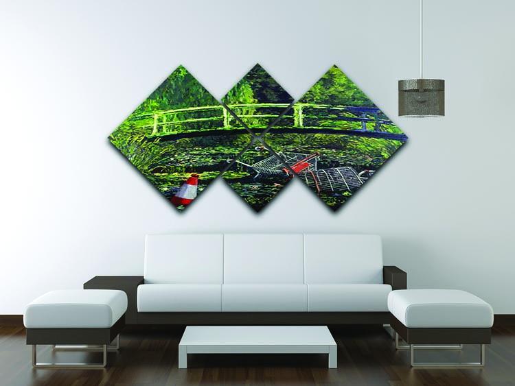 banksy Water Lilies Trash 4 Square Multi Panel Canvas - Canvas Art Rocks - 3