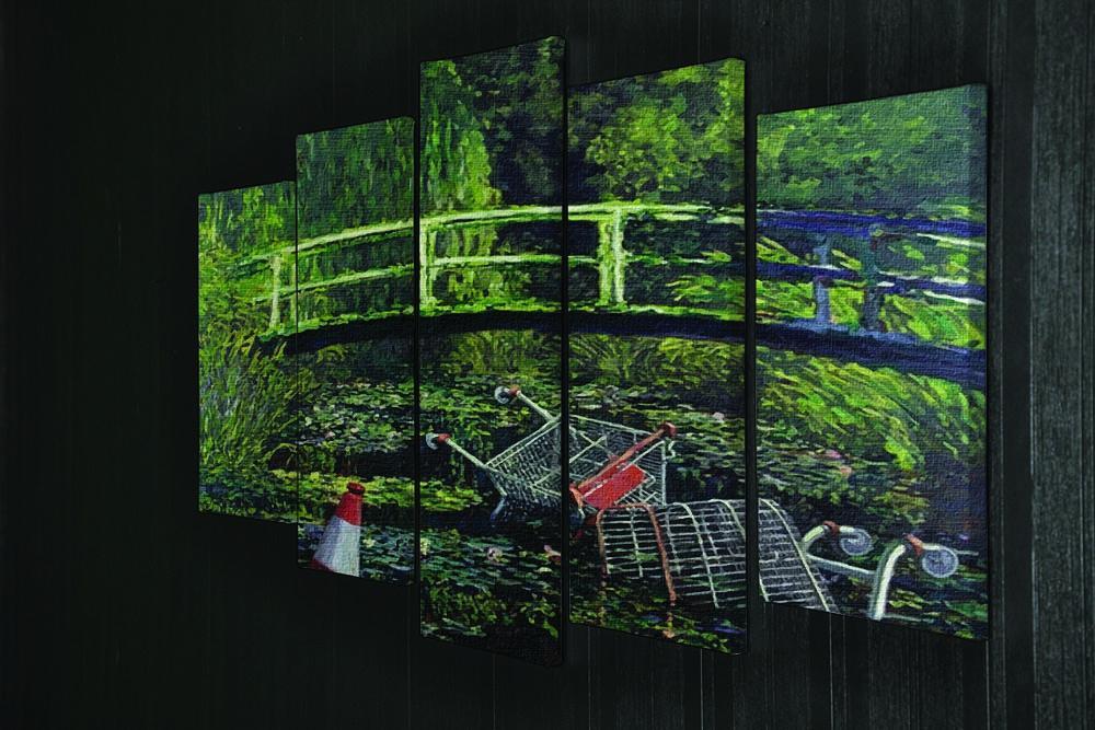 banksy Water Lilies Trash 5 Split Panel Canvas - Canvas Art Rocks - 2