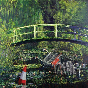banksy Water Lilies Trash Wall Mural Wallpaper - Canvas Art Rocks - 1