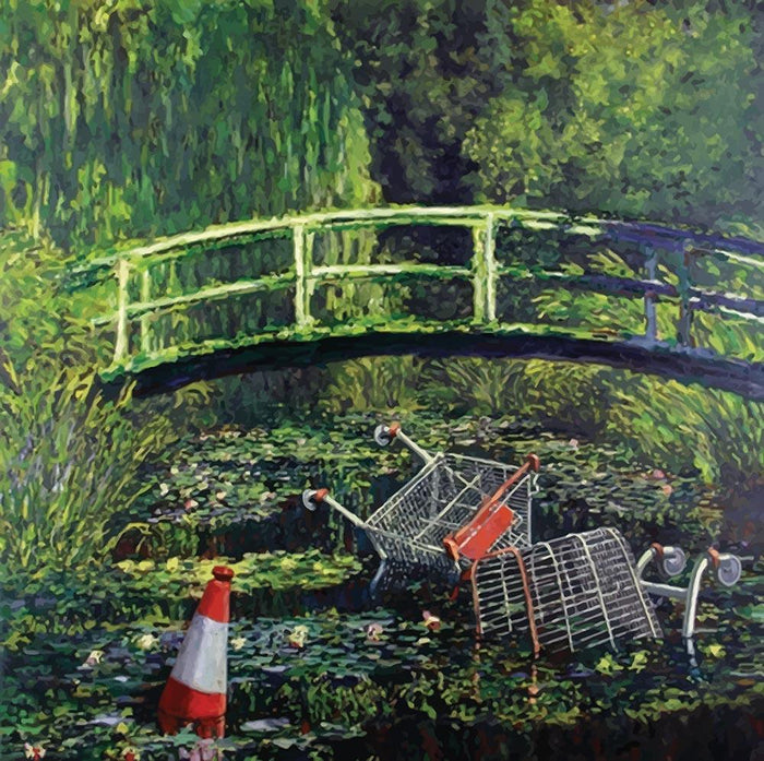 banksy Water Lilies Trash Wall Mural Wallpaper
