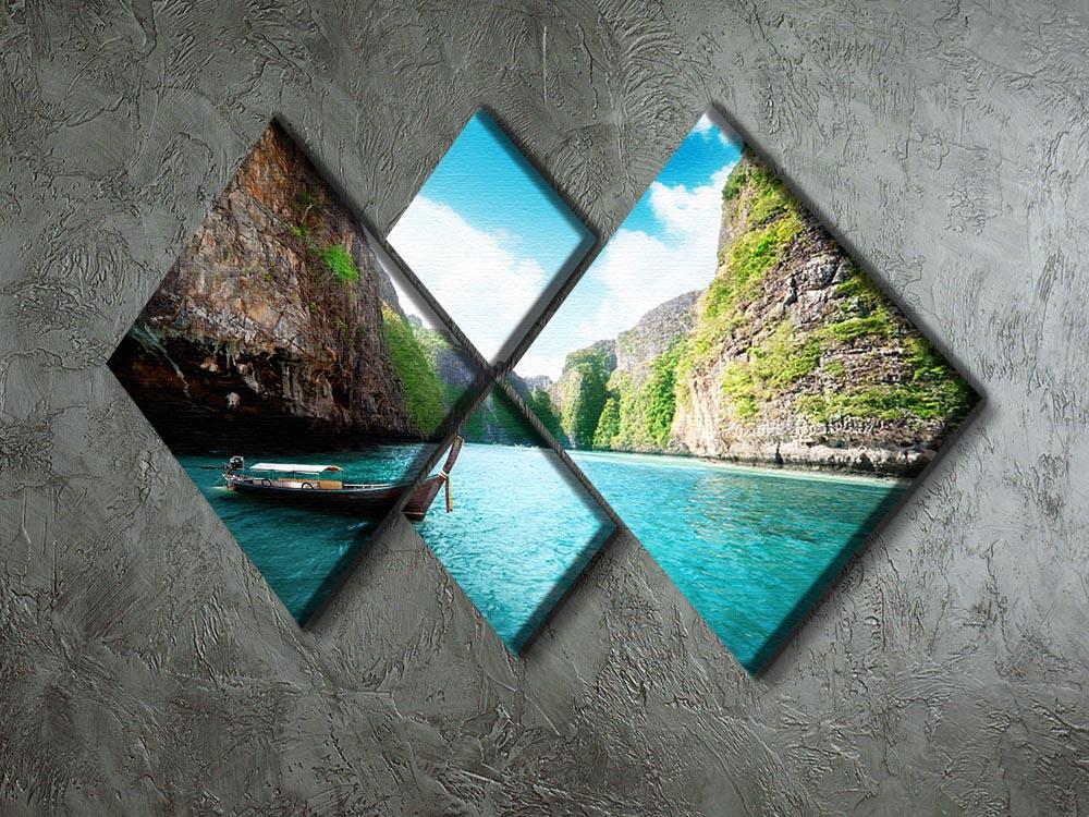 bay at Phi phi island in Thailand 4 Square Multi Panel Canvas - Canvas Art Rocks - 2