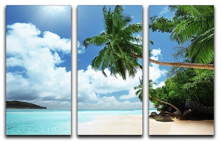 beach on Mahe island 3 Split Panel Canvas Print - Canvas Art Rocks - 1