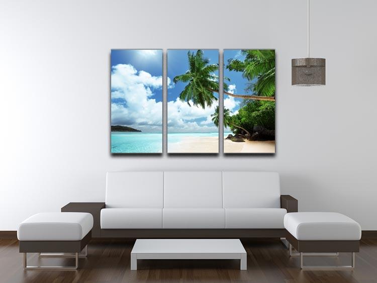 beach on Mahe island 3 Split Panel Canvas Print - Canvas Art Rocks - 3