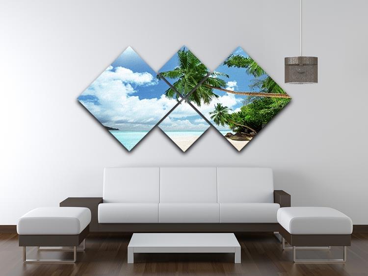 beach on Mahe island 4 Square Multi Panel Canvas - Canvas Art Rocks - 3