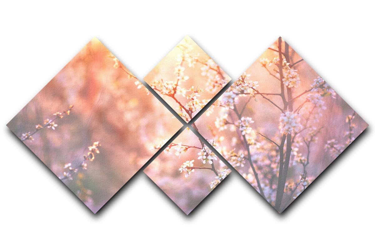 blooming tree and sun flare 4 Square Multi Panel Canvas  - Canvas Art Rocks - 1