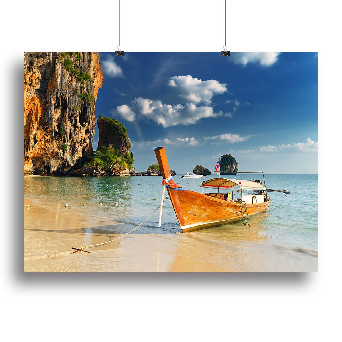 boats on Railay Beach Krabi Canvas Print or Poster