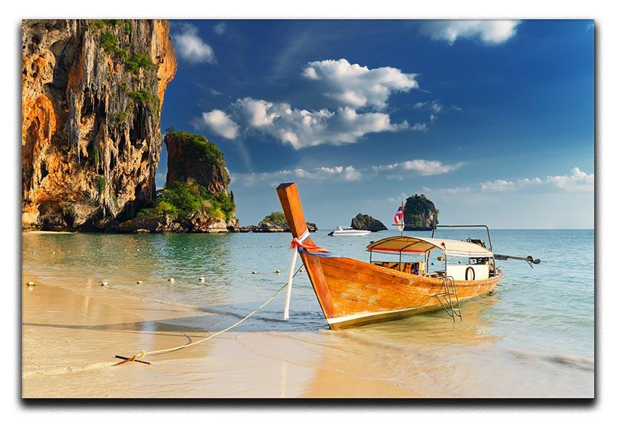 boats on Railay Beach Krabi Canvas Print or Poster - Canvas Art Rocks - 1