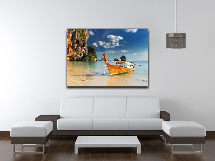 boats on Railay Beach Krabi Canvas Print or Poster - Canvas Art Rocks - 4