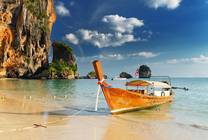 boats on Railay Beach Krabi Wall Mural Wallpaper