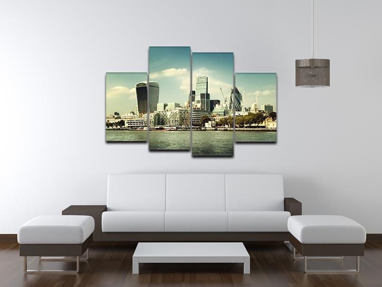 city skyline from the River Thames 4 Split Panel Canvas  - Canvas Art Rocks - 3