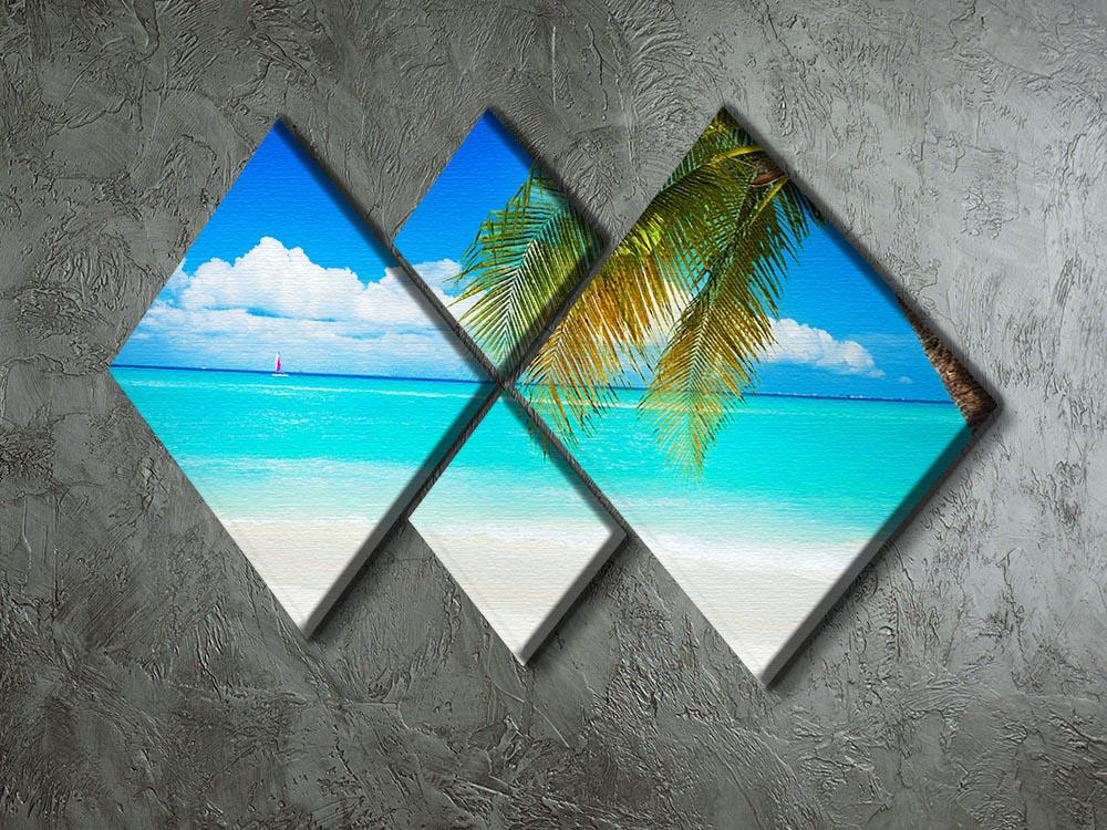 clear blue sea Beach 4 Square Multi Panel Canvas - Canvas Art Rocks - 2