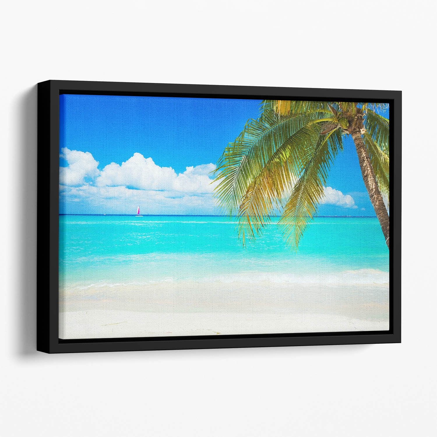 clear blue sea Beach Floating Framed Canvas