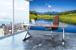 clear mountain lake and fresh green Wall Mural Wallpaper - Canvas Art Rocks - 3