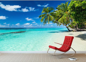coco palms on paradise beach Wall Mural Wallpaper - Canvas Art Rocks - 2