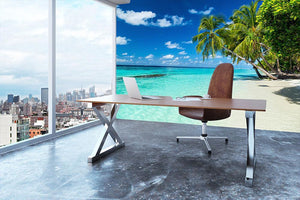 coco palms on paradise beach Wall Mural Wallpaper - Canvas Art Rocks - 3