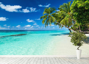 coco palms on paradise beach Wall Mural Wallpaper - Canvas Art Rocks - 4