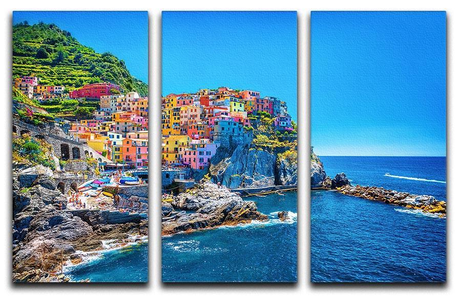 colorful cityscape on the mountains 3 Split Panel Canvas Print - Canvas Art Rocks - 1
