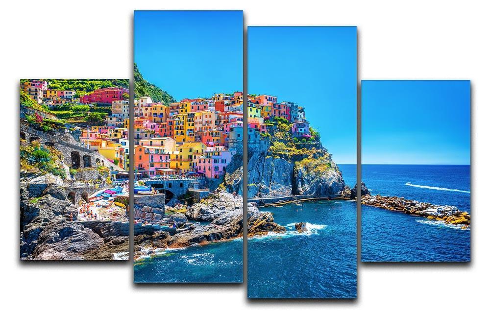 colorful cityscape on the mountains 4 Split Panel Canvas  - Canvas Art Rocks - 1