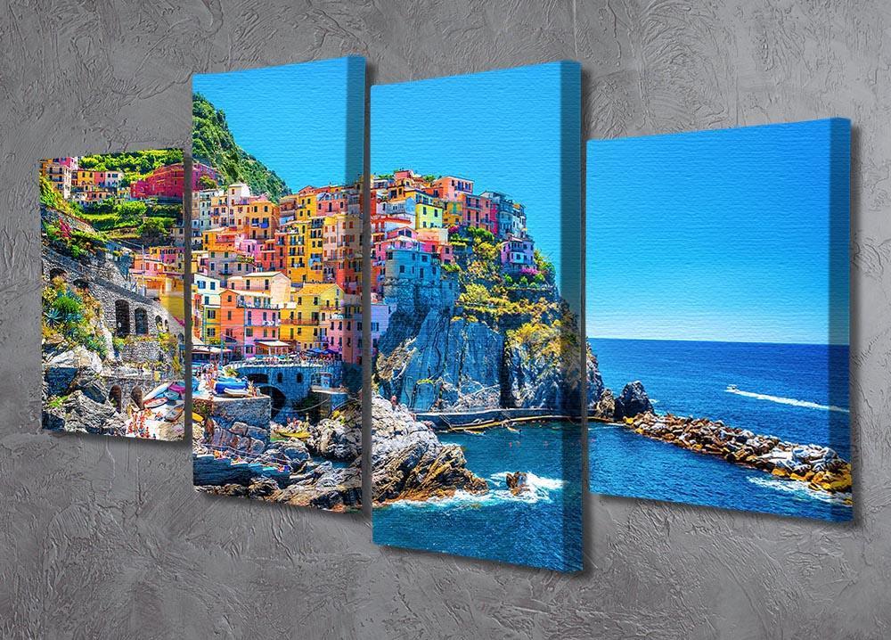 colorful cityscape on the mountains 4 Split Panel Canvas  - Canvas Art Rocks - 2