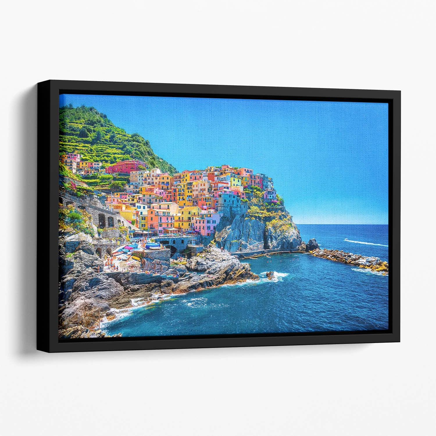 colorful cityscape on the mountains Floating Framed Canvas