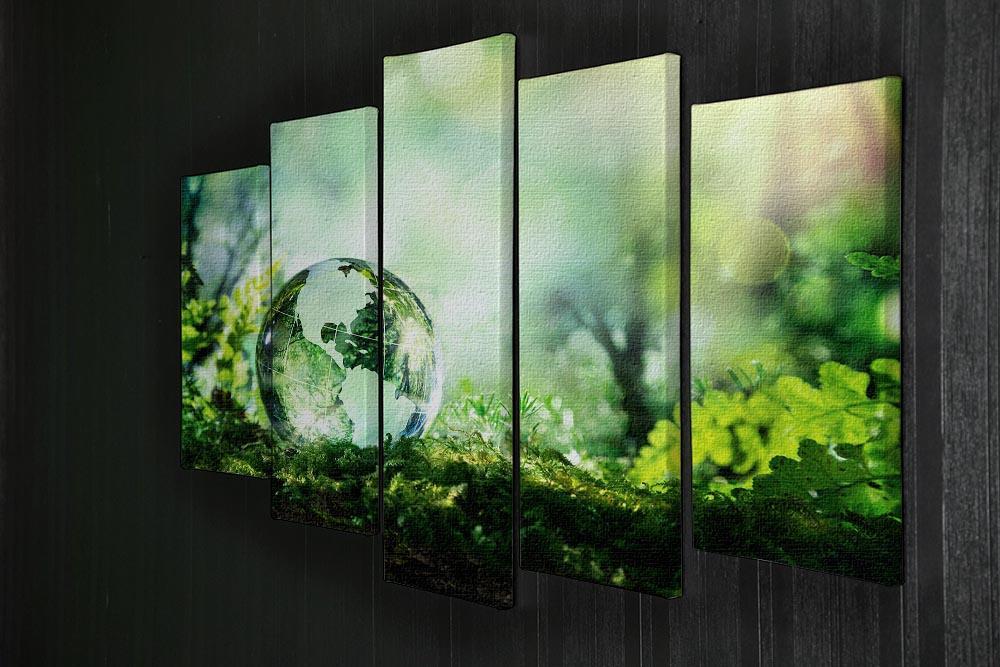 crystal globe on moss in a forest 5 Split Panel Canvas  - Canvas Art Rocks - 2