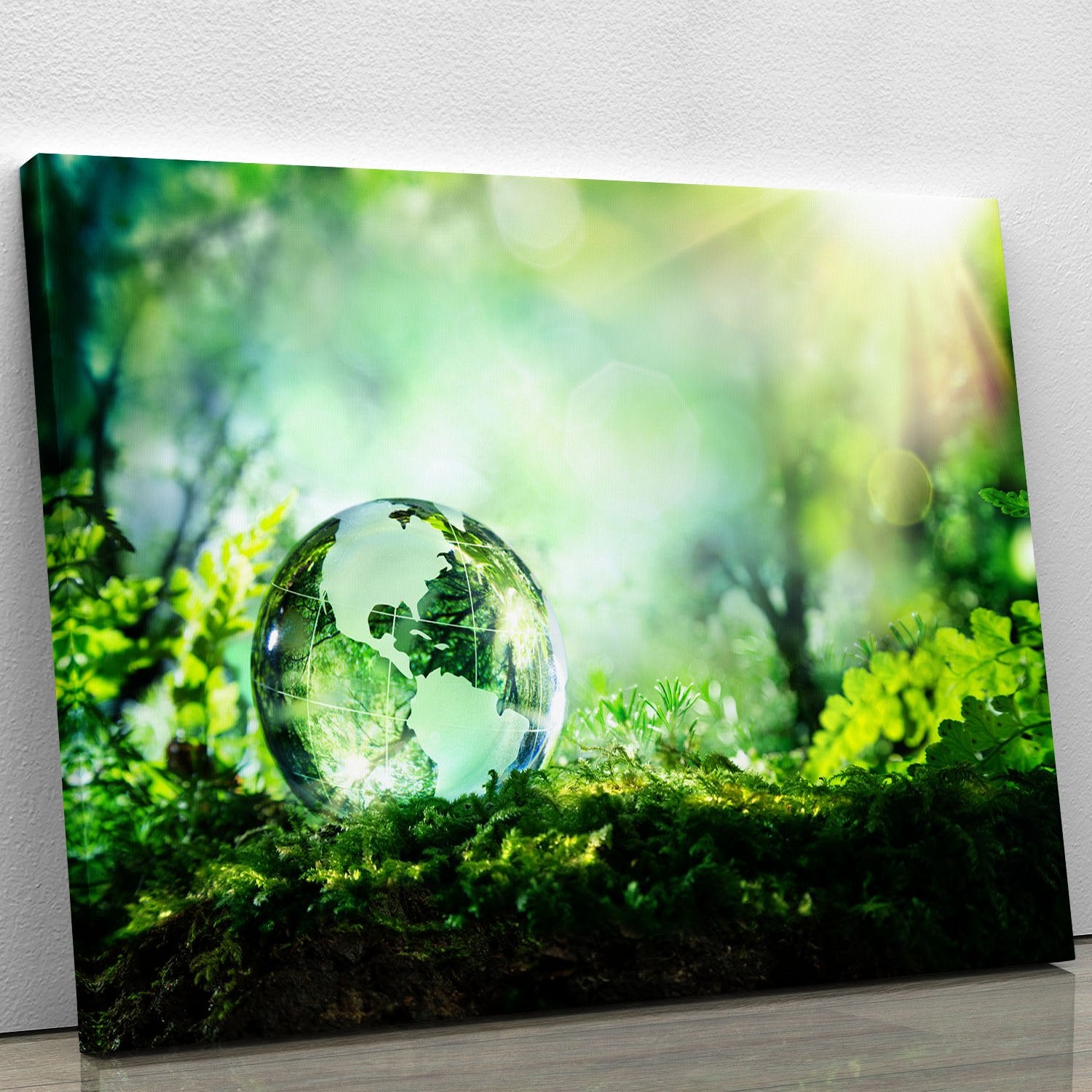 crystal globe on moss in a forest Canvas Print or Poster