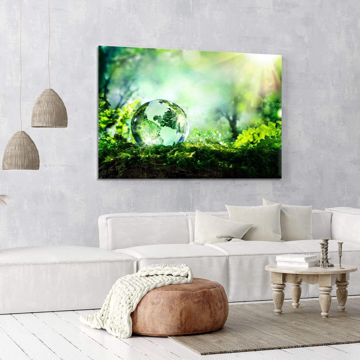 crystal globe on moss in a forest Canvas Print or Poster