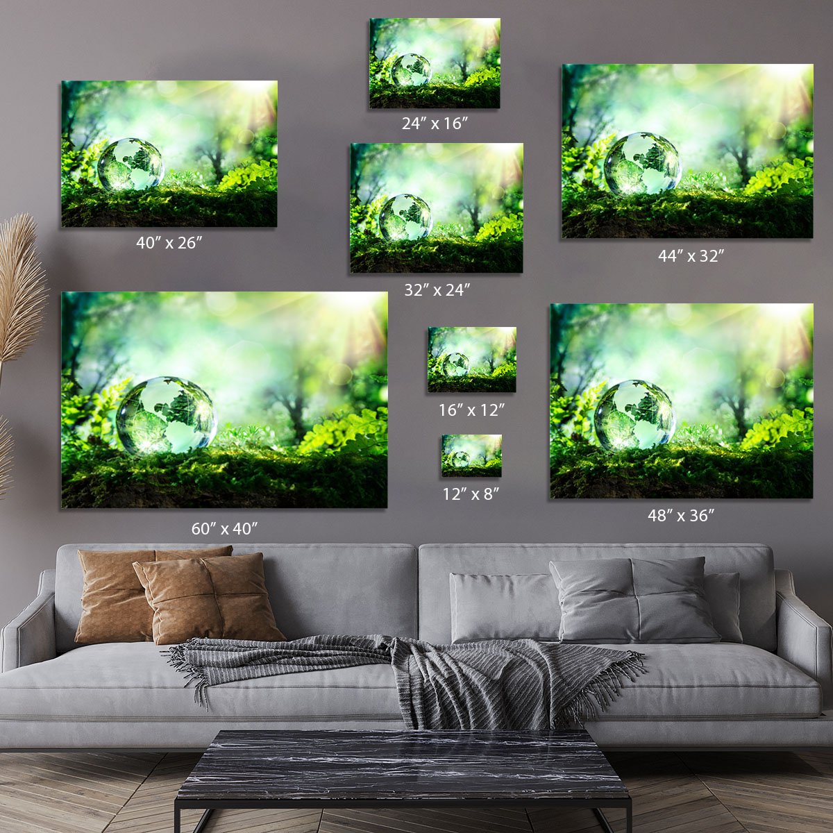 crystal globe on moss in a forest Canvas Print or Poster
