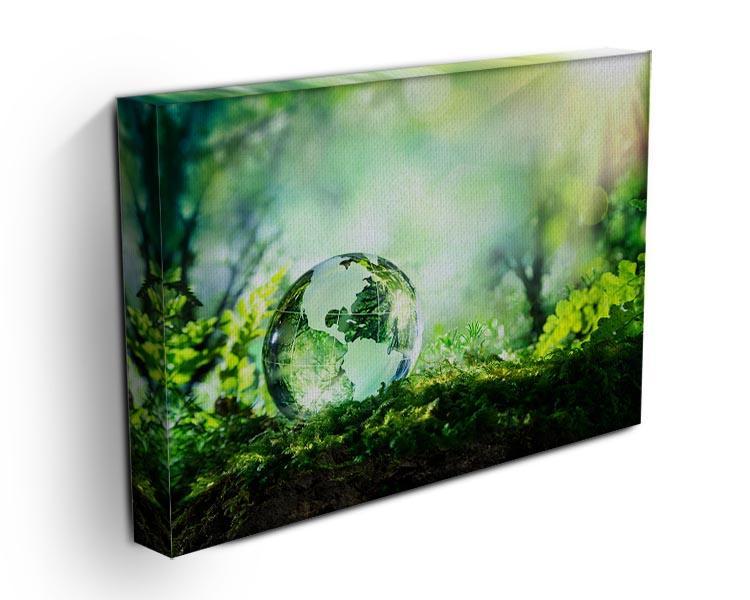 crystal globe on moss in a forest Canvas Print or Poster - Canvas Art Rocks - 3