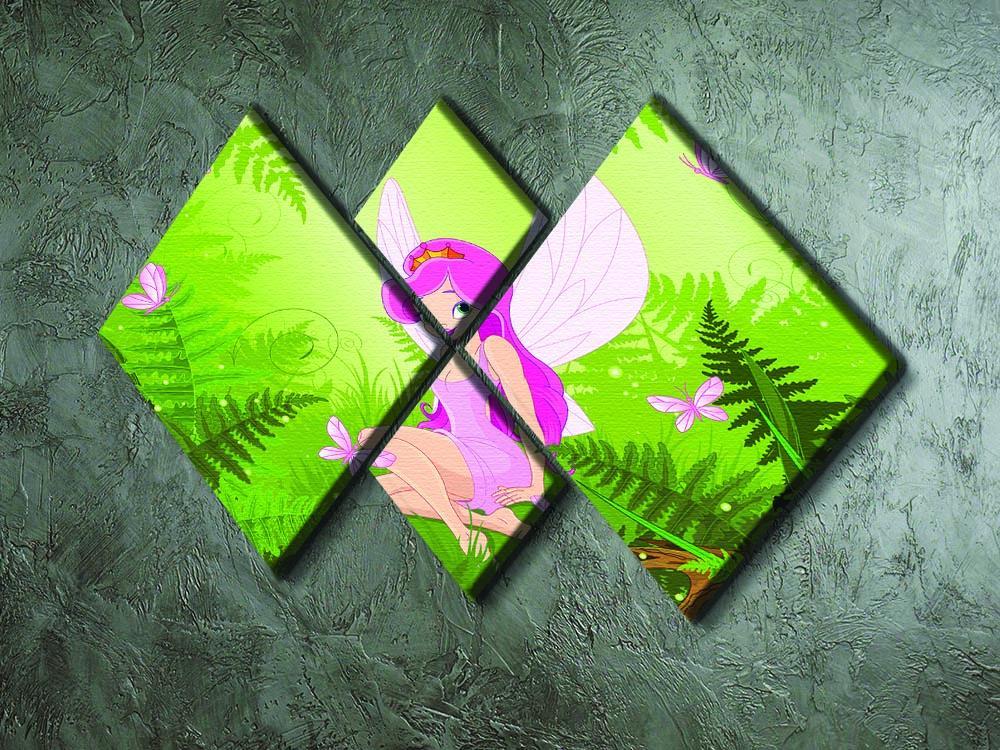 cute fairy into magic forest 4 Square Multi Panel Canvas - Canvas Art Rocks - 2