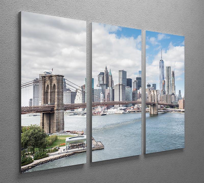 downtown Manhattan Bridge 3 Split Panel Canvas Print - Canvas Art Rocks - 2