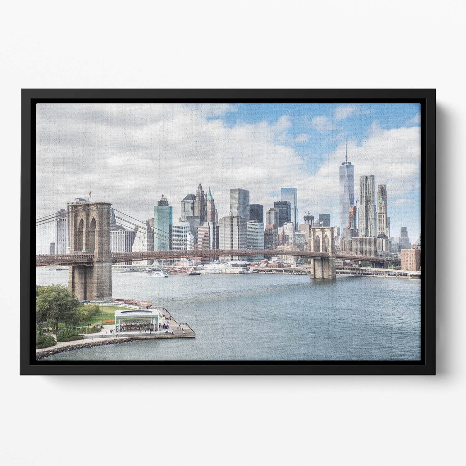 downtown Manhattan Bridge Floating Framed Canvas