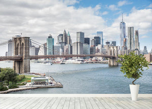 downtown Manhattan Bridge Wall Mural Wallpaper - Canvas Art Rocks - 4