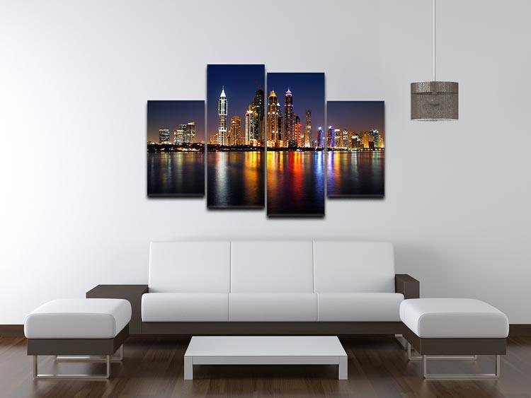 dusk Palm Jumeirah skyline view 4 Split Panel Canvas  - Canvas Art Rocks - 3