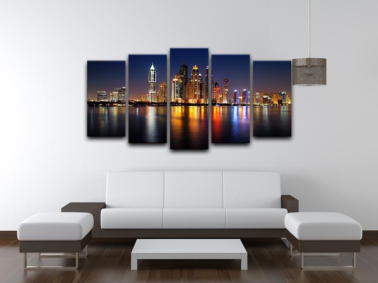 dusk Palm Jumeirah skyline view 5 Split Panel Canvas  - Canvas Art Rocks - 3