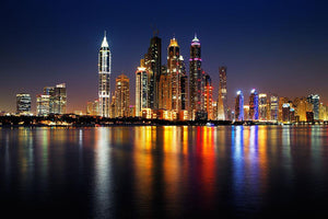 dusk Palm Jumeirah skyline view Wall Mural Wallpaper - Canvas Art Rocks - 1