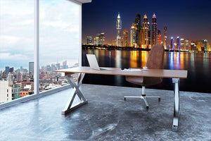 dusk Palm Jumeirah skyline view Wall Mural Wallpaper - Canvas Art Rocks - 3