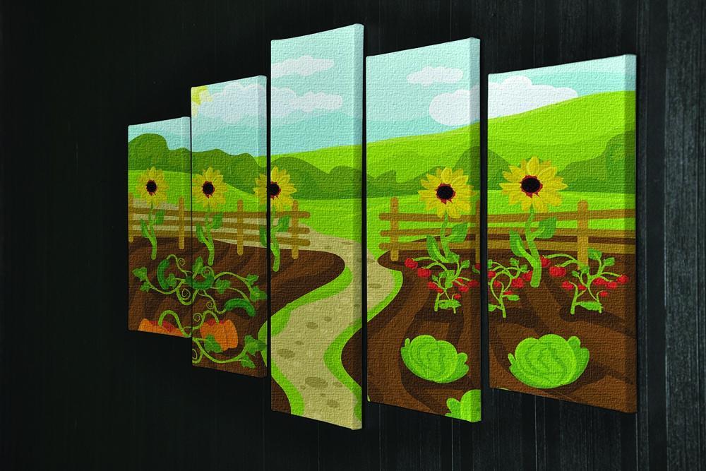 garden flat cartoon 5 Split Panel Canvas - Canvas Art Rocks - 2