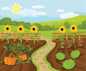 garden flat cartoon Wall Mural Wallpaper - Canvas Art Rocks - 1