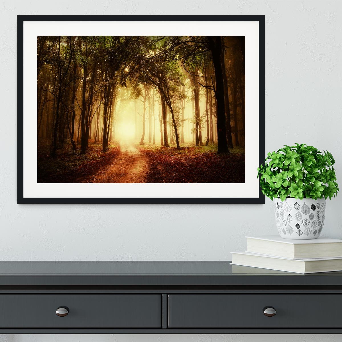 golden forest at autumn Framed Print - Canvas Art Rocks - 1