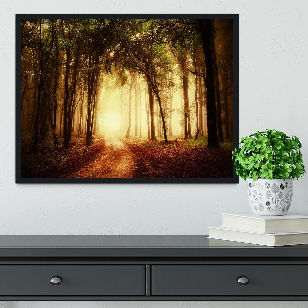 golden forest at autumn Framed Print - Canvas Art Rocks - 2