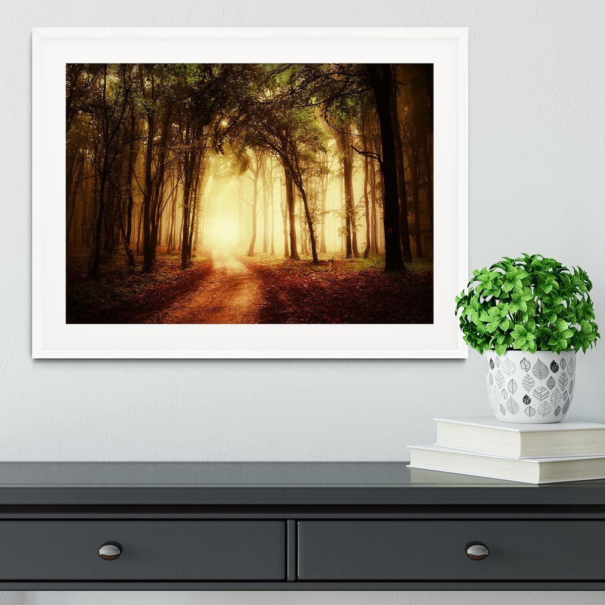 golden forest at autumn Framed Print - Canvas Art Rocks - 5