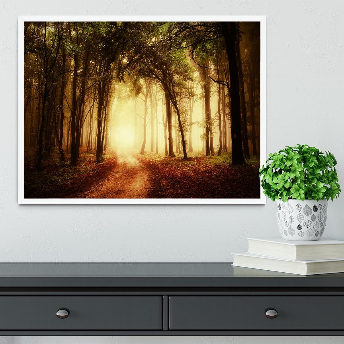 golden forest at autumn Framed Print - Canvas Art Rocks -6