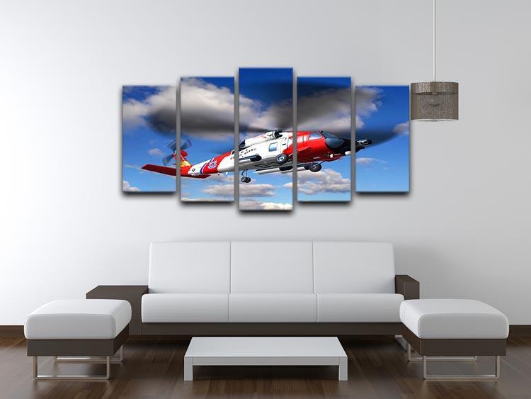 helicopter coast guard 5 Split Panel Canvas  - Canvas Art Rocks - 3